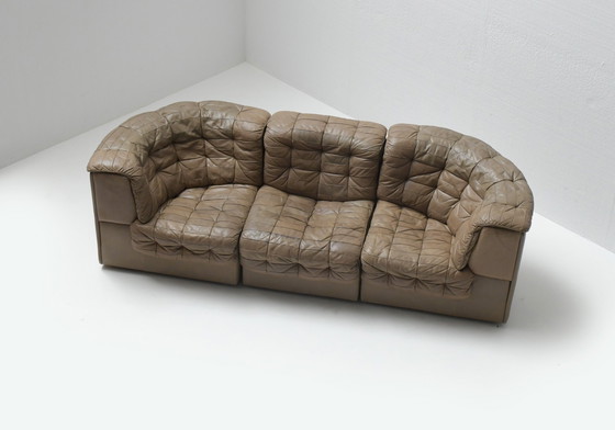 Image 1 of DS 11 modular sofa in brown patchwork leather by De Sede Team for De Sede Swiss