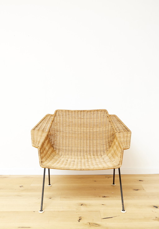 Mid-Century Rattan Lounge Chair