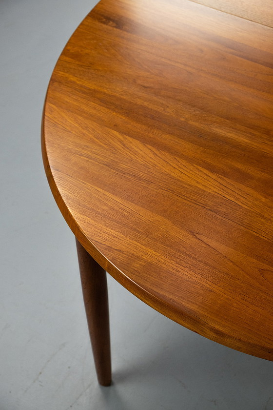 Image 1 of Oval Solid Teak Dining Table with extensions, 1960s