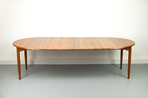 Oval Solid Teak Dining Table with extensions, 1960s