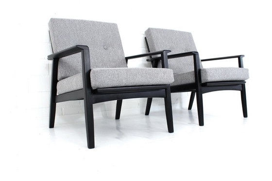 Image 1 of as new! 2x Mid Century Danish Lounge Armchairs, 1960s, new cover + cushions