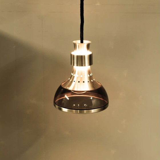 Image 1 of Lampada a sospensione vintage in alluminio con paralume in plexiglas, stile Space Age