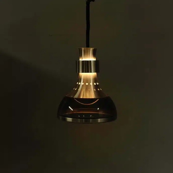 Image 1 of Lampada a sospensione vintage in alluminio con paralume in plexiglas, stile Space Age