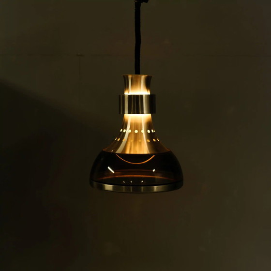 Image 1 of Lampada a sospensione vintage in alluminio con paralume in plexiglas, stile Space Age