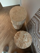 2x Vintage mid century travertine marble pilar