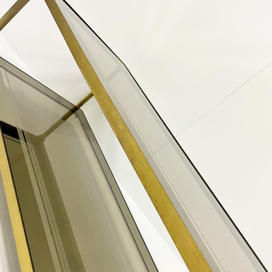 Image 1 of Tavolino da caffè vintage in ottone e vetro