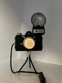 Lampada per fotocamera Agfa Click con treppiede e flash