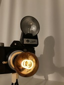 Lampada per fotocamera Agfa Click con treppiede e flash