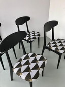 4x Table à manger vintage chaise Art Deco