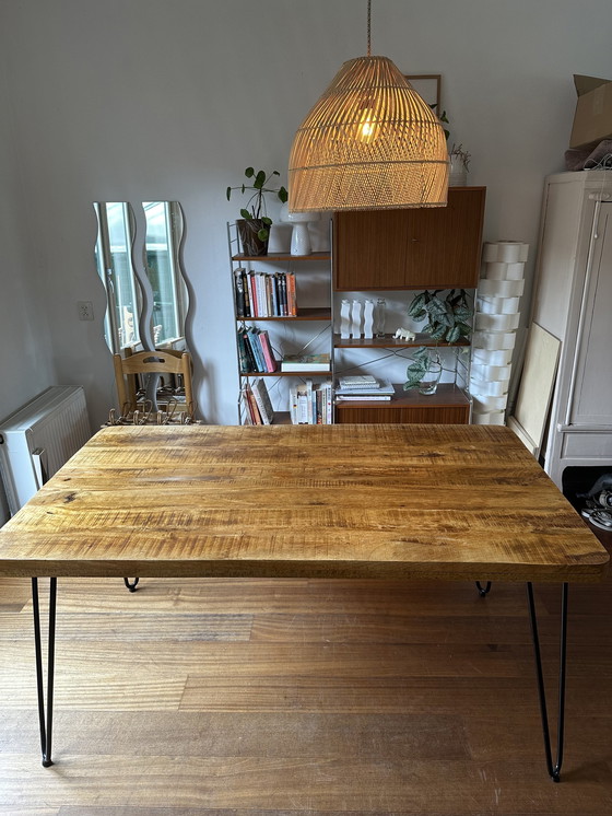 Image 1 of Table de salle à manger vintage avec pieds en épingle à cheveux