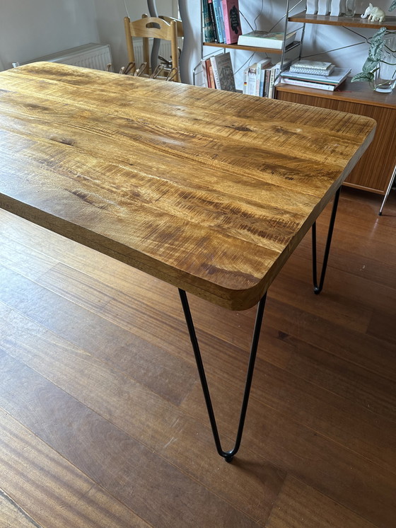 Image 1 of Table de salle à manger vintage avec pieds en épingle à cheveux