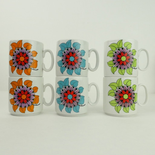 West Germany Bavaria cups set 6 with flowers