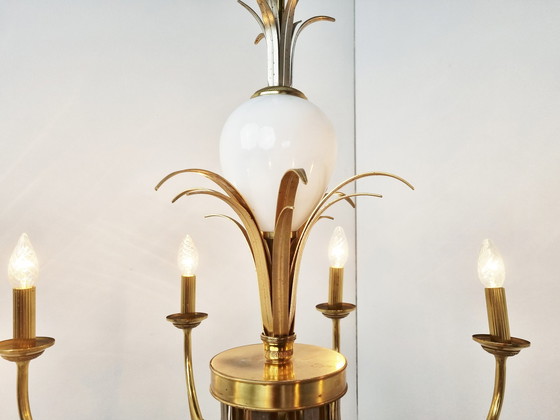 Image 1 of Brass and chrome pineapple chandelier, 1970s