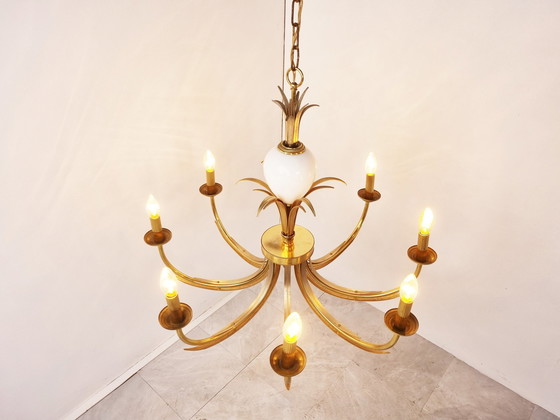 Image 1 of Brass and chrome pineapple chandelier, 1970s