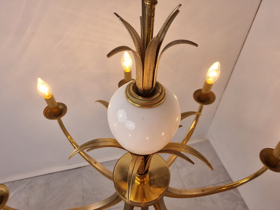 Image 1 of Brass and chrome pineapple chandelier, 1970s