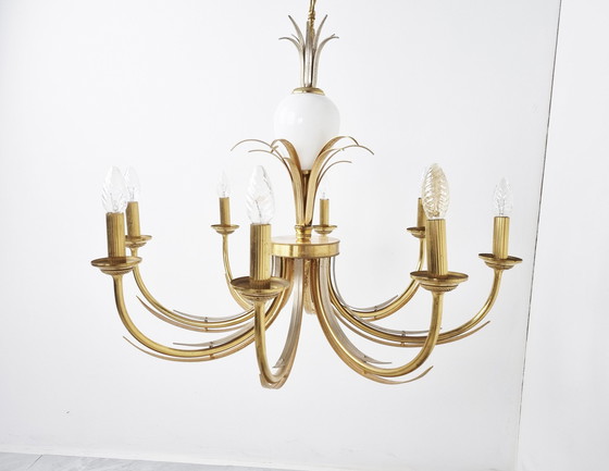 Image 1 of Brass and chrome pineapple chandelier, 1970s