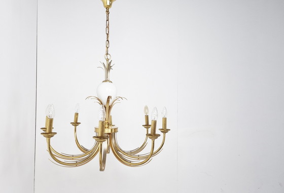 Image 1 of Brass and chrome pineapple chandelier, 1970s