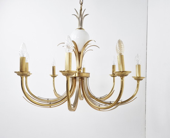 Image 1 of Brass and chrome pineapple chandelier, 1970s