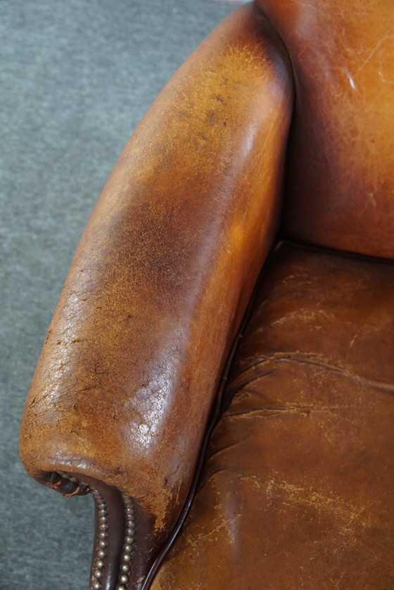 Image 1 of Sheep leather armchair with a worn look