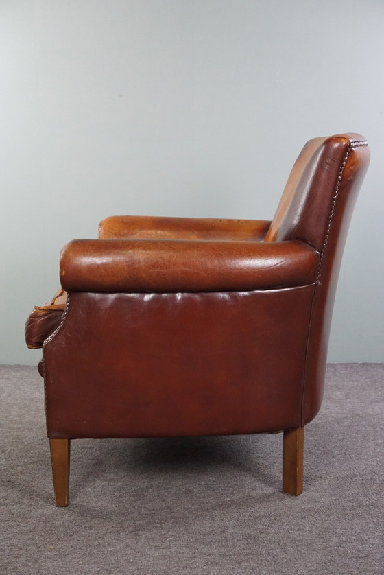 Image 1 of Sheep leather armchair with a worn look