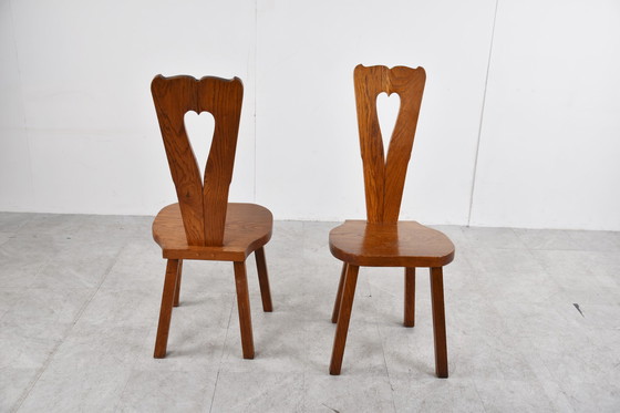 Image 1 of 6x Vintage oak brutalist chairs 1960s