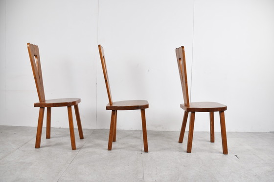 Image 1 of 6x Vintage oak brutalist chairs 1960s