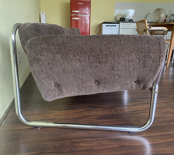 Image 1 of Divano vintage a 3 posti in tubolare cromato
