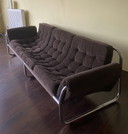 Vintage chrome tubular 3-seater sofa