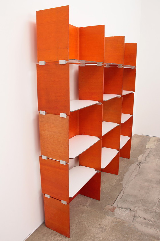 Image 1 of Modular French wall furniture orange made in the 60s.