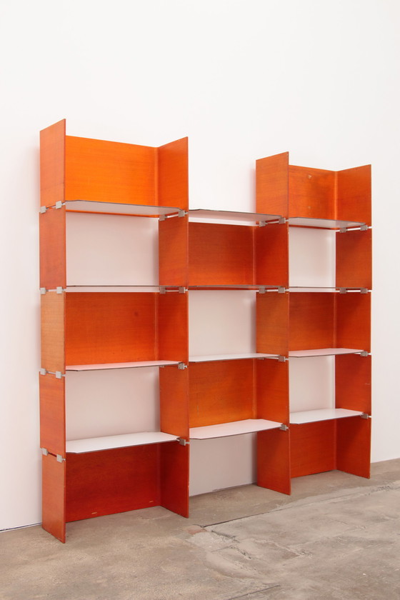 Image 1 of Modular French wall furniture orange made in the 60s.