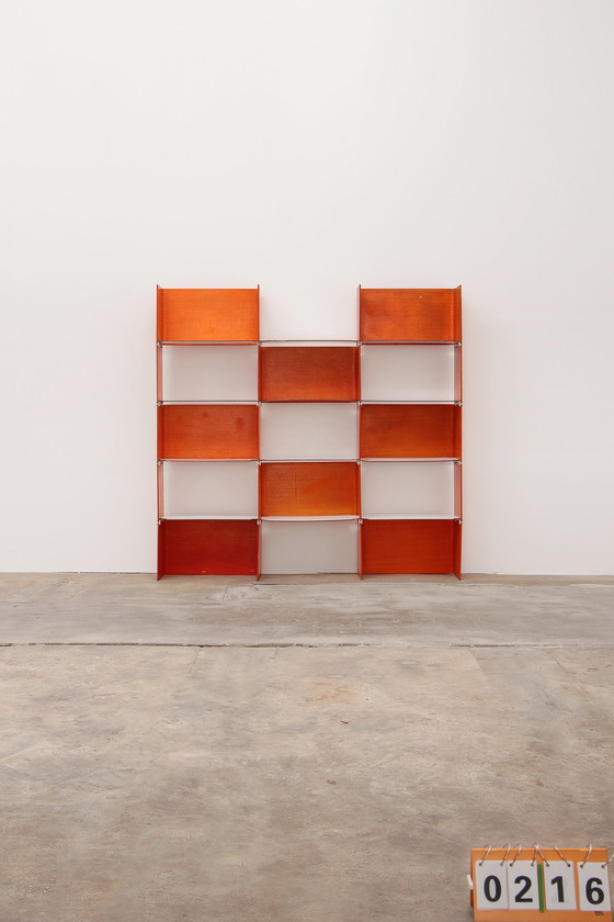 Image 1 of Modular French wall furniture orange made in the 60s.