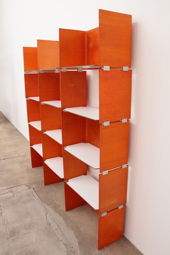 Image 1 of Modular French wall furniture orange made in the 60s.