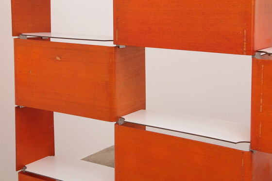 Image 1 of Modular French wall furniture orange made in the 60s.