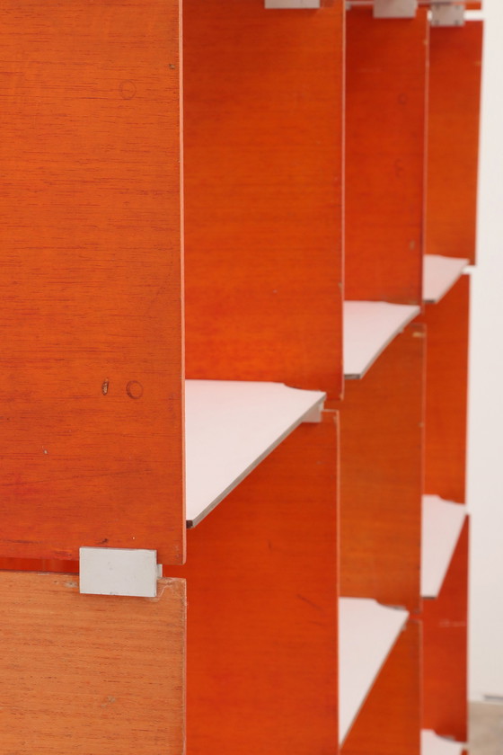 Image 1 of Modular French wall furniture orange made in the 60s.