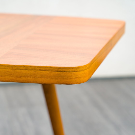 Image 1 of 1950s dining/coffee table, walnut, height adjustable, table top restored