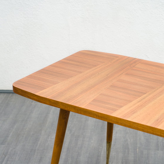 Image 1 of 1950s dining/coffee table, walnut, height adjustable, table top restored