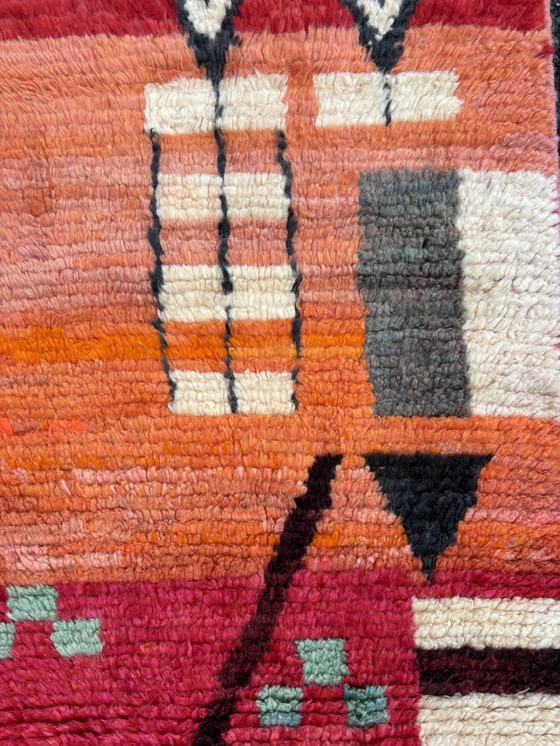 Image 1 of Orange Abstract Tarditional Moroccan Runner Rug