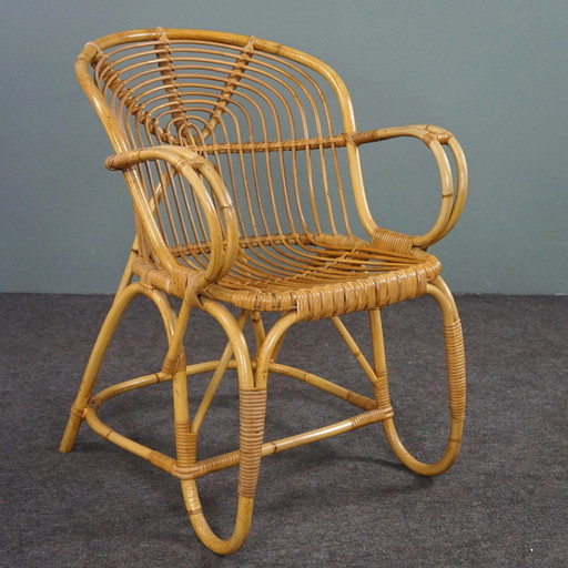 Dutch Design Style rattan armchair, 1950