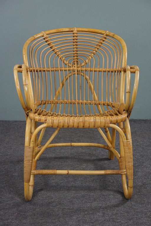 Dutch Design Style rattan armchair, 1950