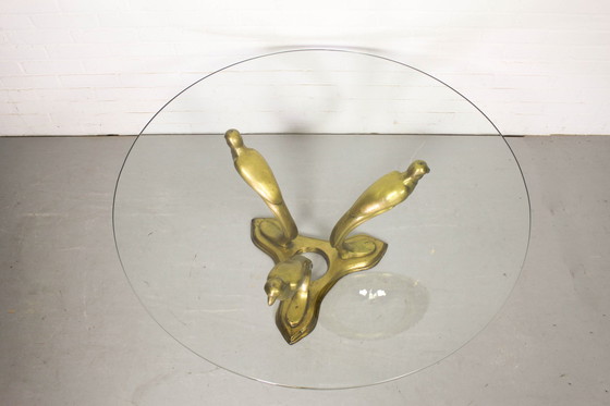 Image 1 of Mid Century brass parrots coffee table