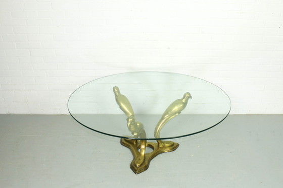 Image 1 of Mid Century brass parrots coffee table