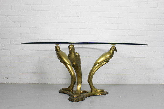 Image 1 of Mid Century brass parrots coffee table