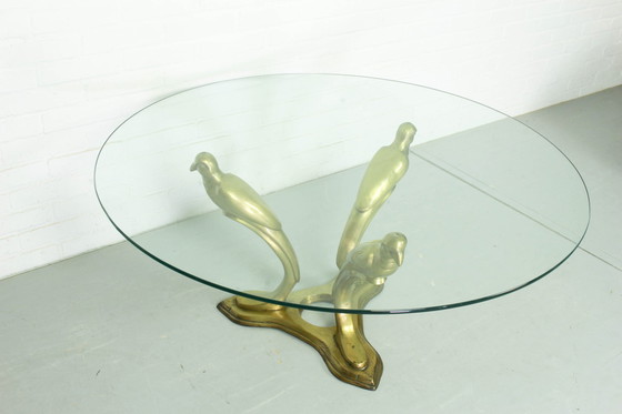 Image 1 of Mid Century brass parrots coffee table