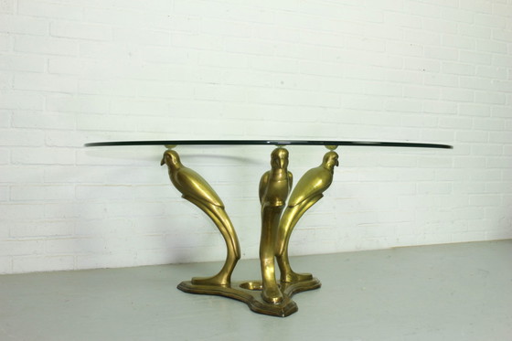 Image 1 of Mid Century brass parrots coffee table