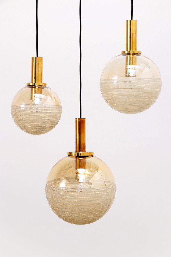 Image 1 of Vintage Set of three Glashutte Limburg hanging lamps, 1960s Germany.