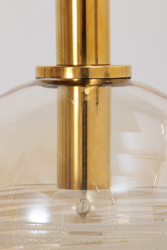 Image 1 of Vintage Set of three Glashutte Limburg hanging lamps, 1960s Germany.