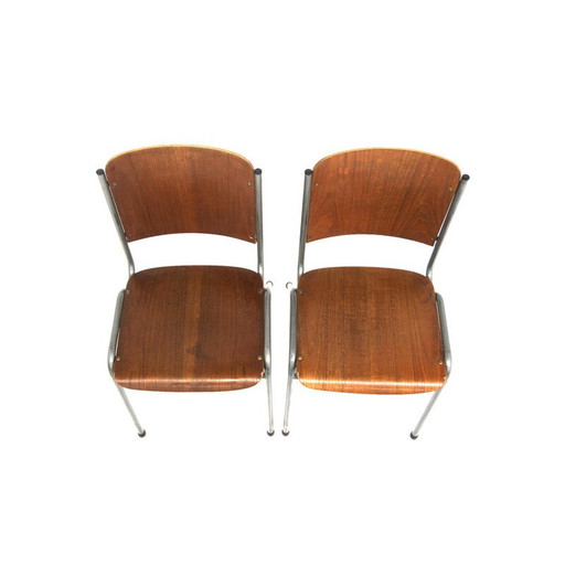 Pair of vintage teak and metal chairs, Sweden 1960