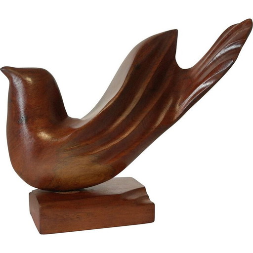 Scandinavian vintage bird sculpture in wood