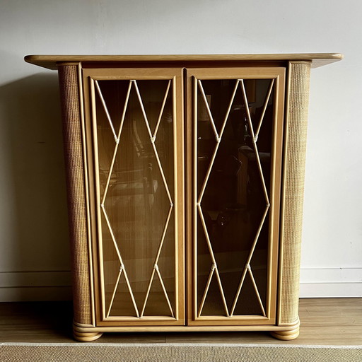 Italian Design Roberti Rattan Rattan Display Case