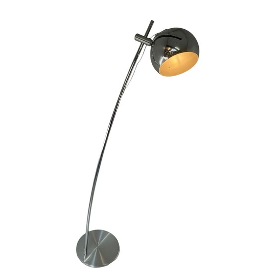 Image 1 of Hala Zeist - 696 - Space Age Design - Vintage - Floor Lamp With Chrome Shade, Polished Aluminum Base And Chromed Upright